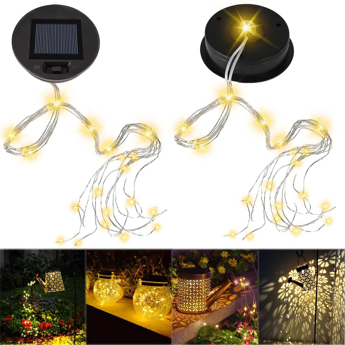 Sostituzione superiore per lampada da annaffiatoio solare con luci a fata bianche calde - Scatola batteria e pannello impermeabili IP65, parte di ricambio per lanterna fai-da-te