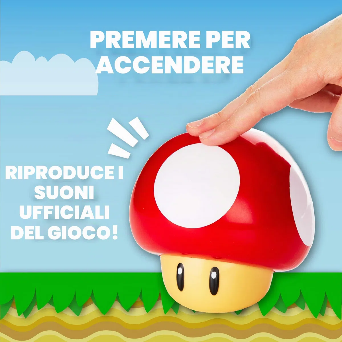 Paladone Luce a Figura Super Mario Mushroom - Luce Collezionabile Ufficiale con Suono, Regalo per Bambini