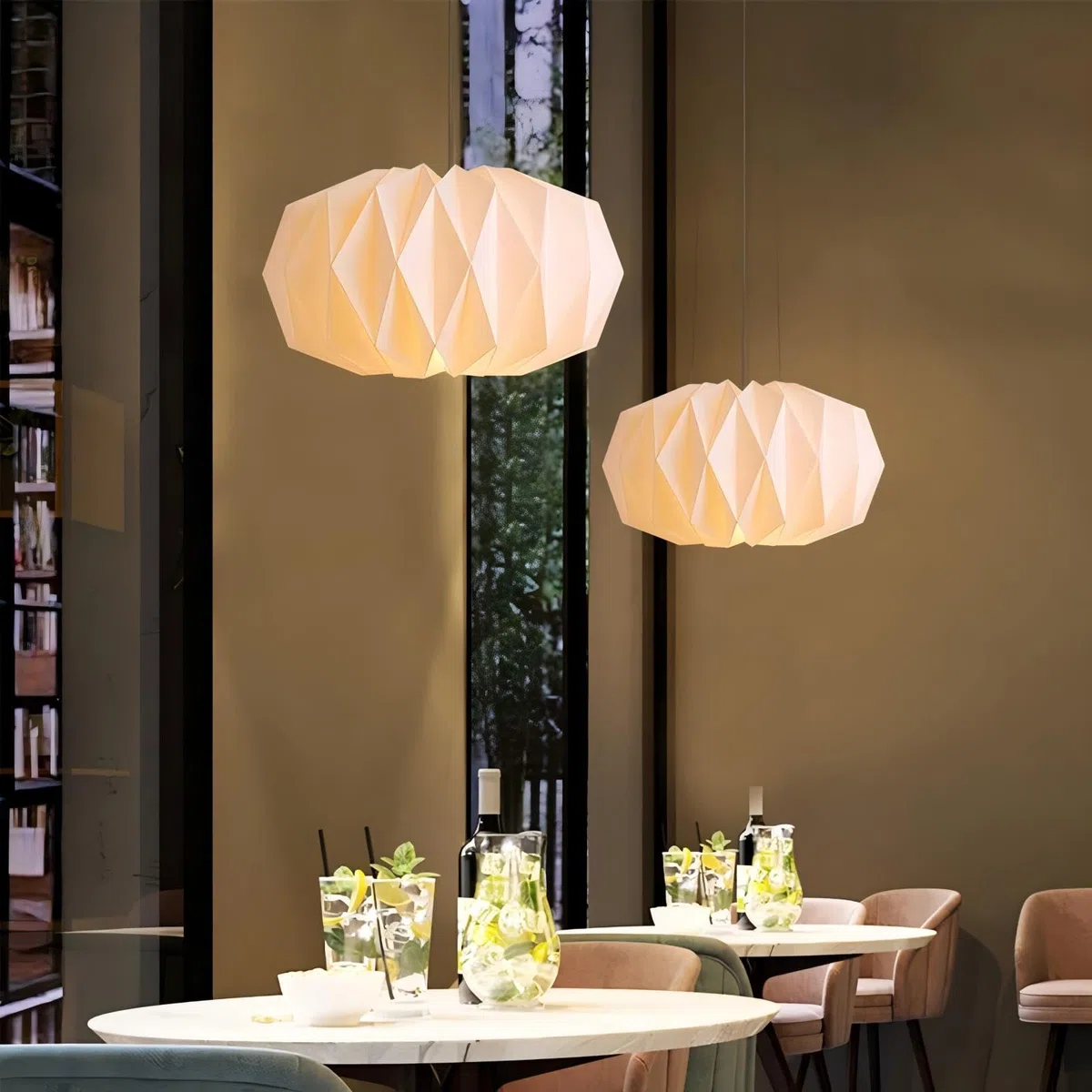 Origami Design - Paralume di carta creativa nordica, camera da letto e sala da pranzo, design scandinavo con zucca (zucca)