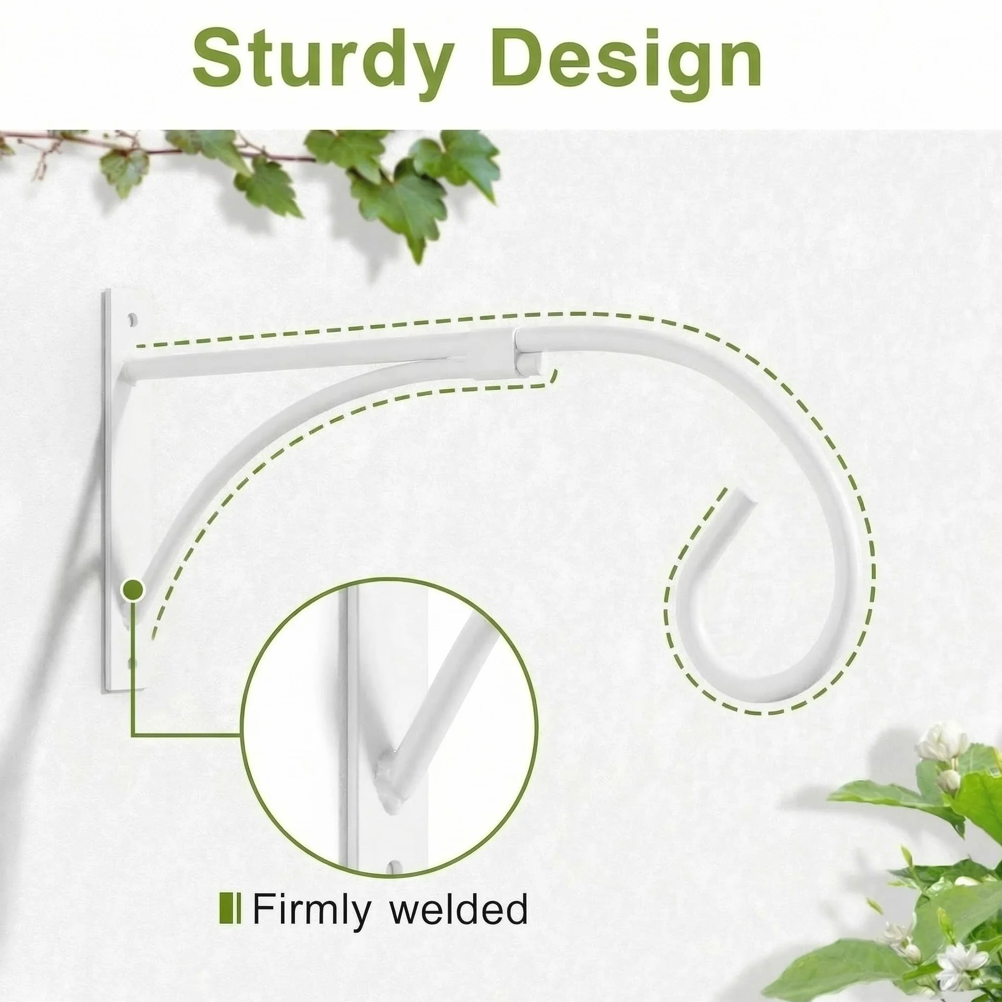 Nuptio 2 Pezzi Staffa per Cesto Appeso Bianco, Staffe per Appendere Parete Ganci, Staffa per Piante Sospese, Ganci per Appendere Giardino, Staffa per Esterni Vasi Fiori Piante Lanterne Mangiatoie