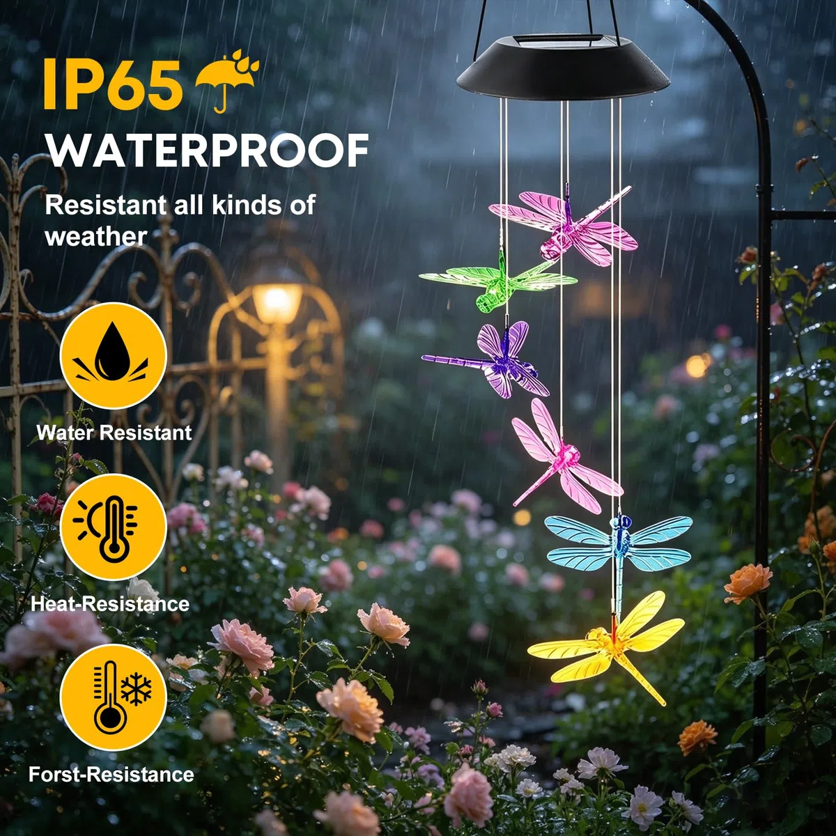 Set da 2 giostrine solari da esterno a forma di libellula – Lampade solari per giardino, balcone – Resistente alle intemperie – Decorazioni sospese luminose – Idea regalo per donna, mamma, nonna