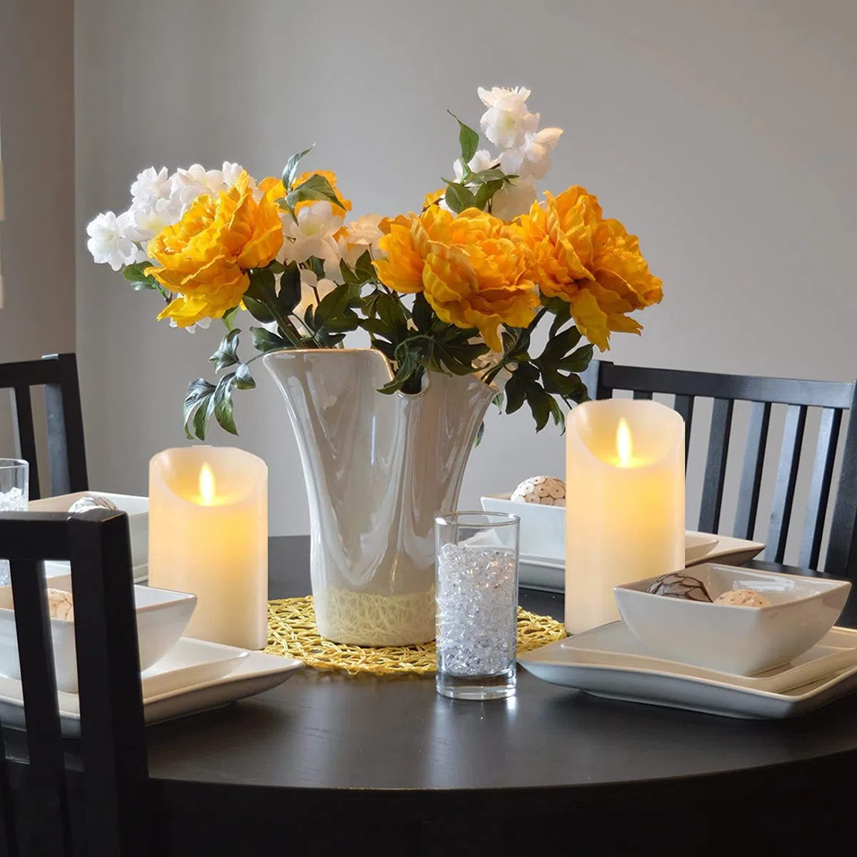 Lonkenn Candele LED 2 pezzi Candela LED con Fiamma Tremolante Candele a Batteria Candela con Telecomando a 10 Tasti Funzione Timer Realizzato in Vera Paraffina Candela Decorazione-12.5cm Ivory