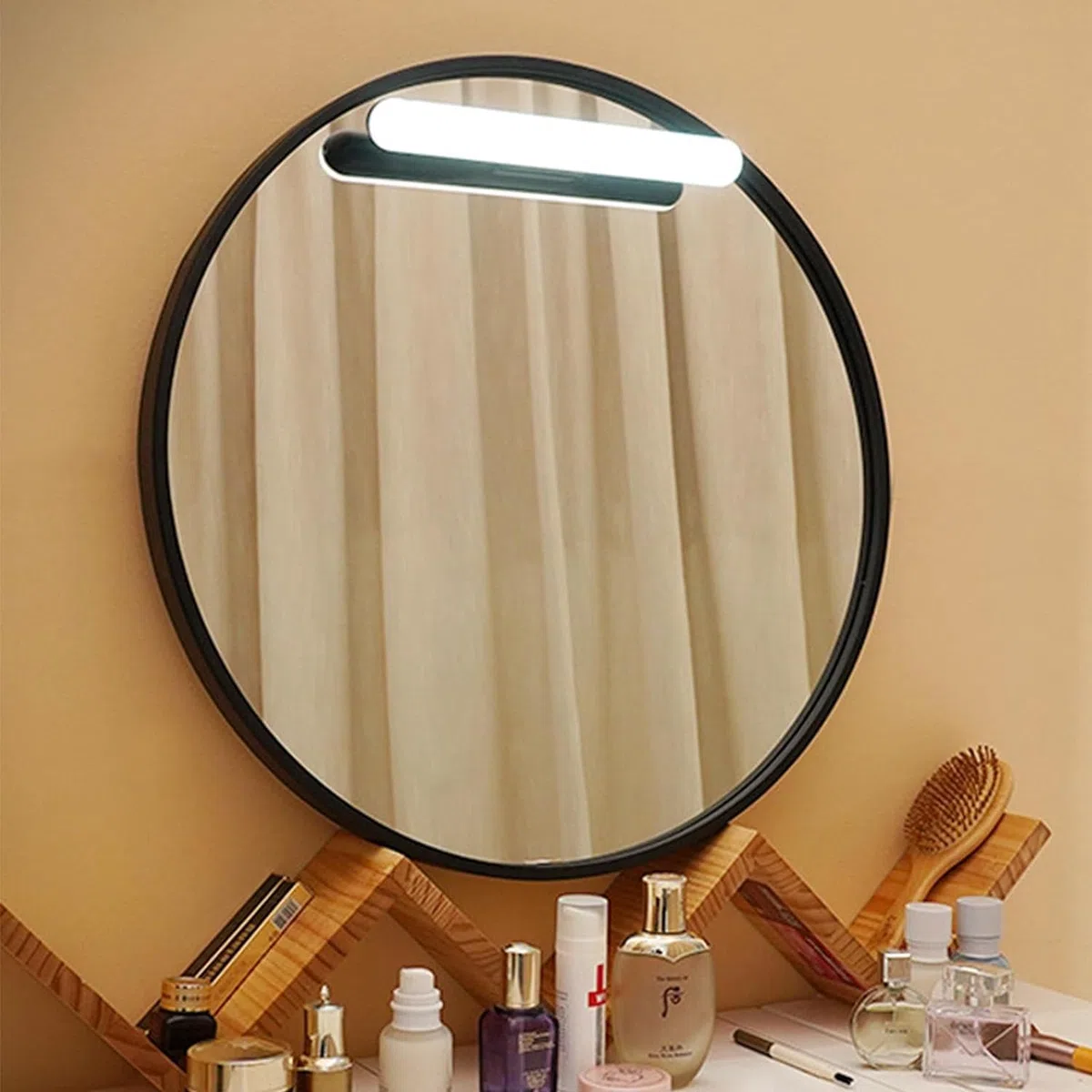 Luci da trucco senza fili, portatile, a LED, luce anteriore, per bagno, trucco, illuminazione frontale a LED, in acrilico, ricaricabile tramite USB, per tavolo da toeletta, bagno (senza specchio