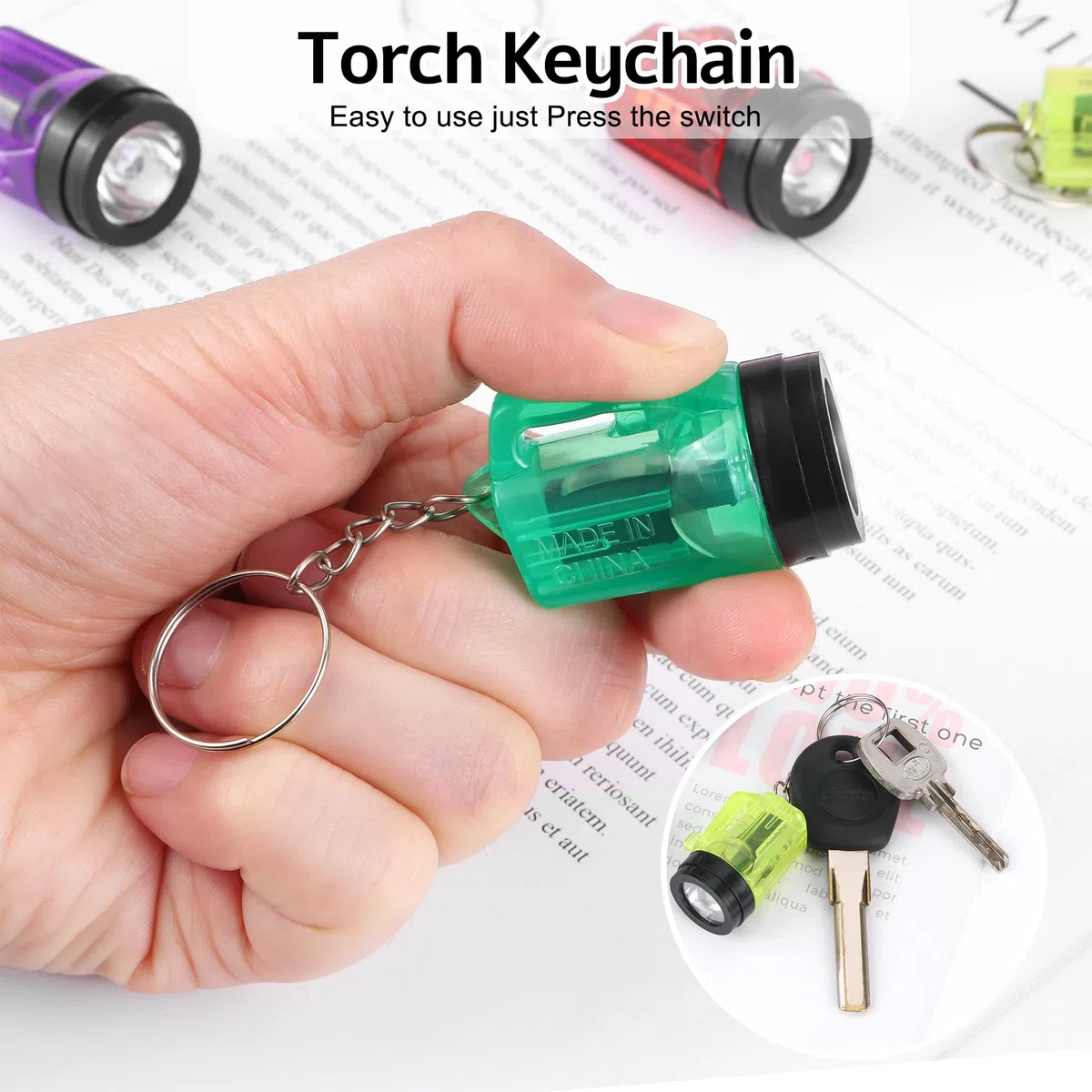 JSMTKJ Confezione da 24 mini Torce Elettriche, Portachiavi a Forma di Torcia Elettrica mini Lampada Pratico Giocattolo 4cm Piccola Torcia LED per Bambini Co-regalo, Campeggio, All'aperto