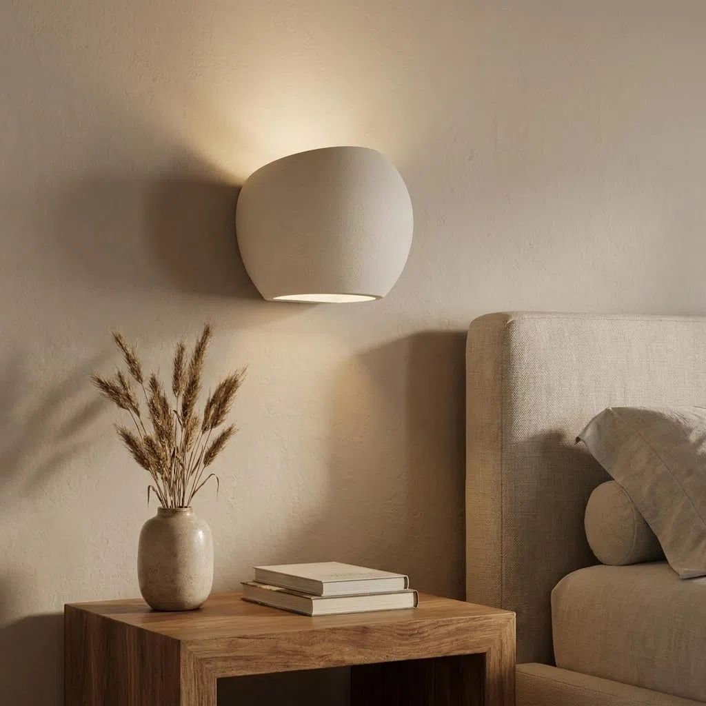 BARCELONA LED Applique da parete cemento bianco “Ball” G9 Up & Down, lampada da parete piccola moderna minimalista stile nordico, luce indiretta per soggiorno camera hotel interni
