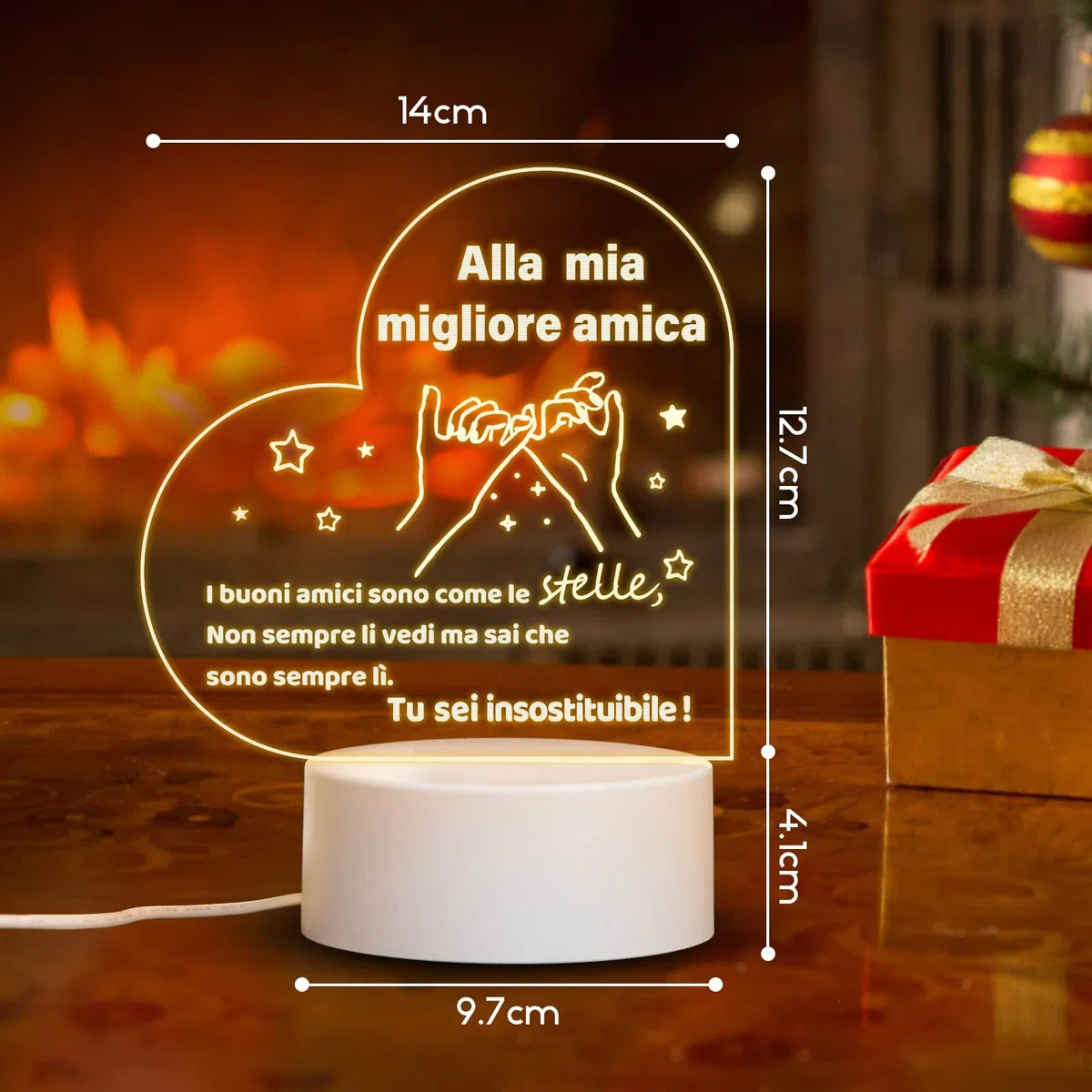 Regalo Amica Compleanno, Regalo Amica Speciale Originale, Luce notturna a LED, Regali di Amicizia per le Donne, Natale per Amiche