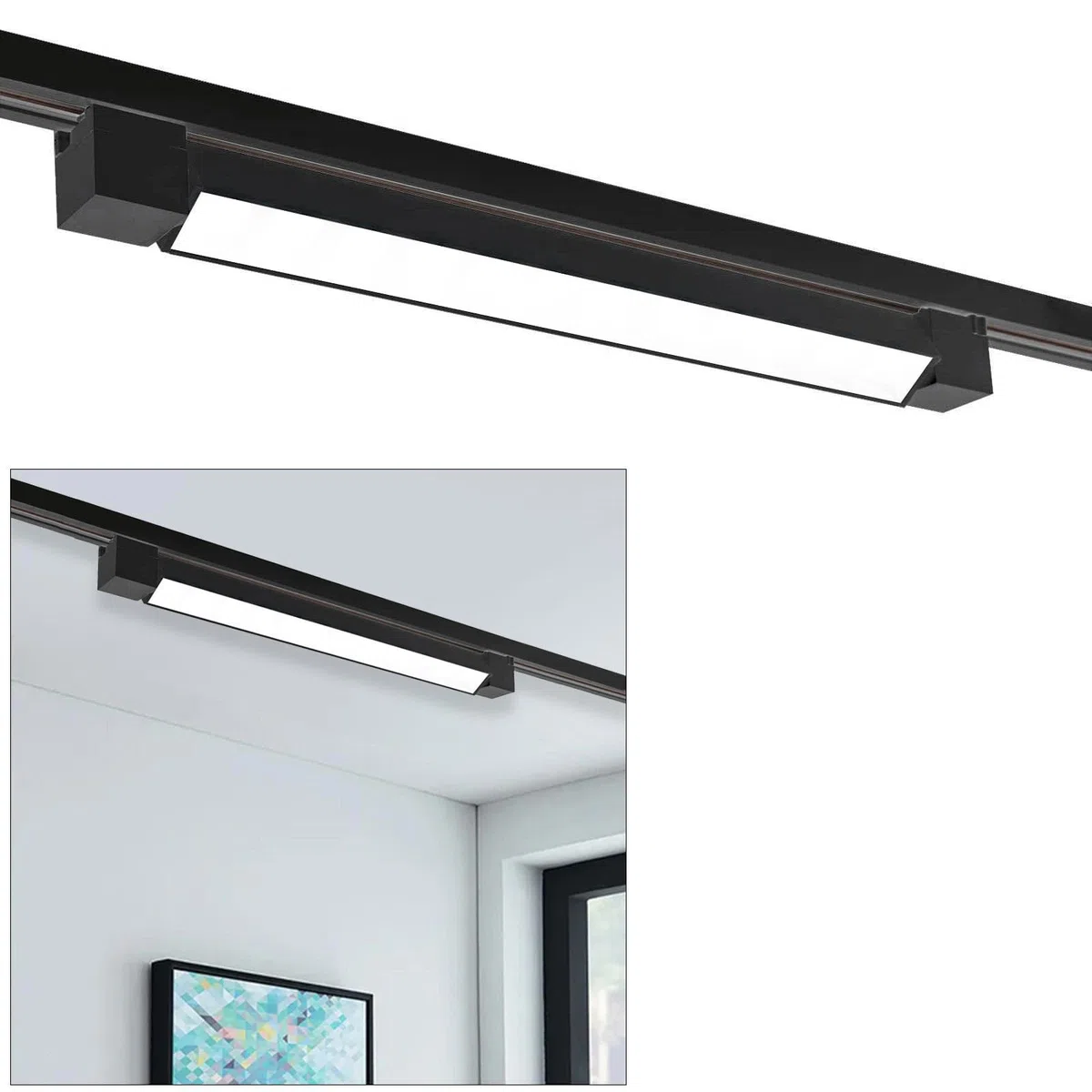 Planetitaly Faretto Led per Binario Monofase Track 20W 1600 Lumen Regolabile CCT 3000K-6500K Barra Lineare Orientabile 507mm Alluminio e Plastica Nero