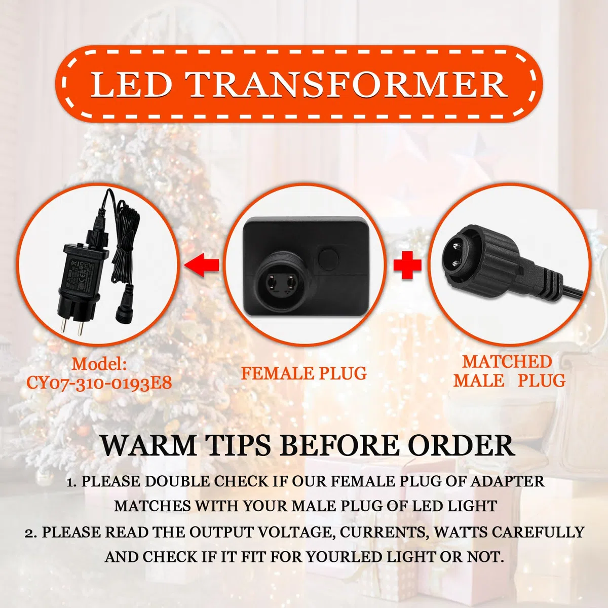 31V 6W LED Power Supply, con Cavo di Estensione IP44 LED Transformer Driver per Adattatore a Bassa Tensione per Luci di Natale, Luci Fatate