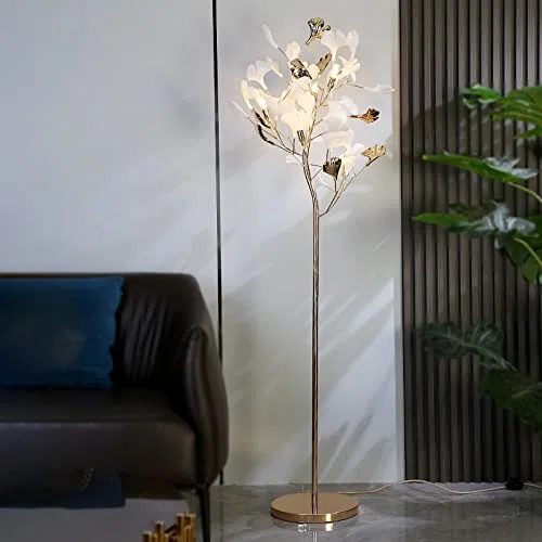 CCXXYGWJ Elegante Lampada da a Forma di Albero di Ginkgo con Base in Marmo - Illuminazione per Soggiorno, Camera da Letto e Angolo Lettura - Elegante Arredamento per la casa Unico a Risparmio