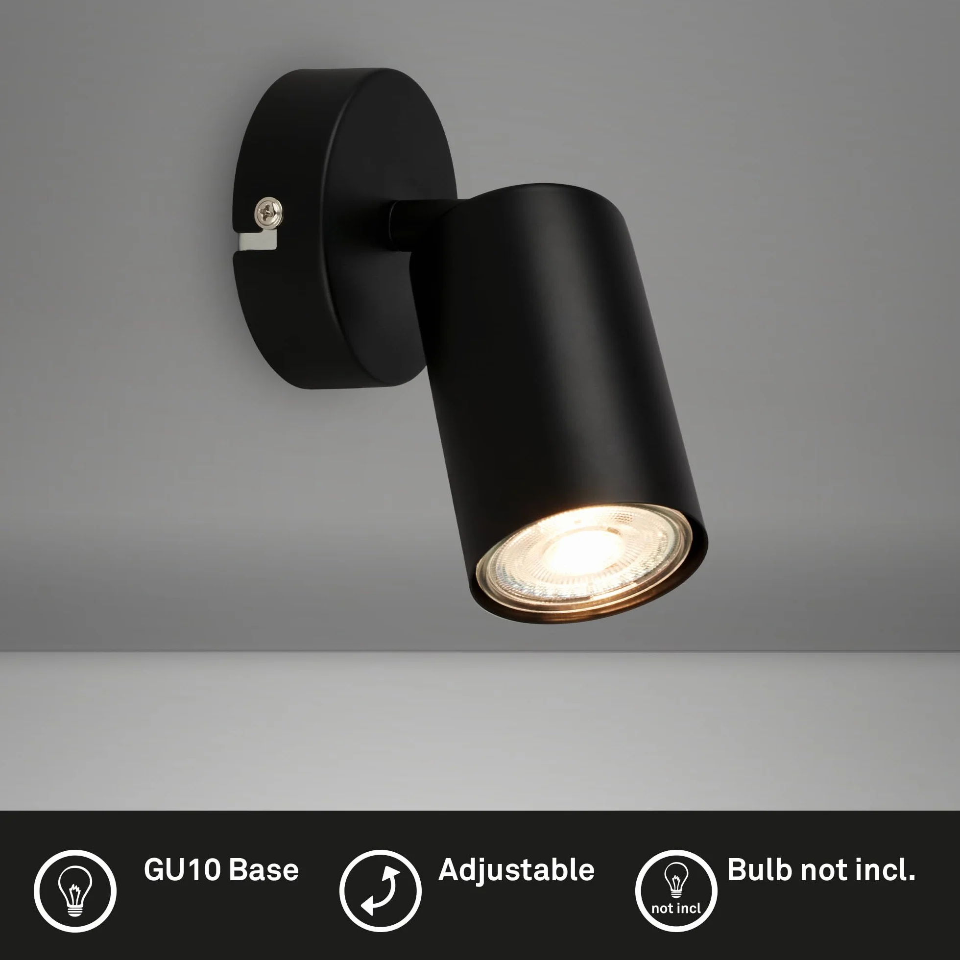 BRILONER - Set di 2 applique da parete per interni, attacco GU10, max. 9 W, applique camera da letto, interno, lampada parete, camera da letto, 8 x 15,5 cm, nero