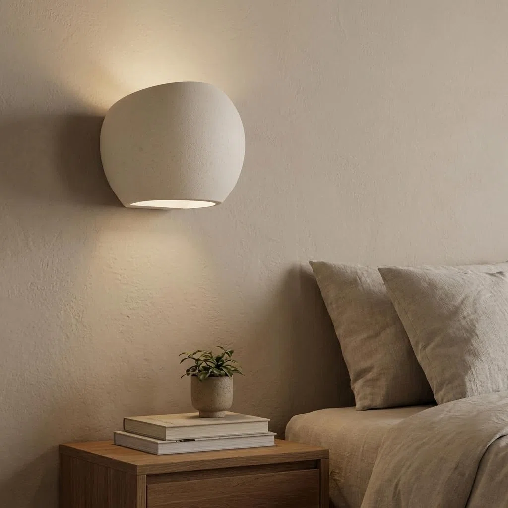 BARCELONA LED Applique da parete cemento bianco “Ball” G9 Up & Down, lampada da parete piccola moderna minimalista stile nordico, luce indiretta per soggiorno camera hotel interni