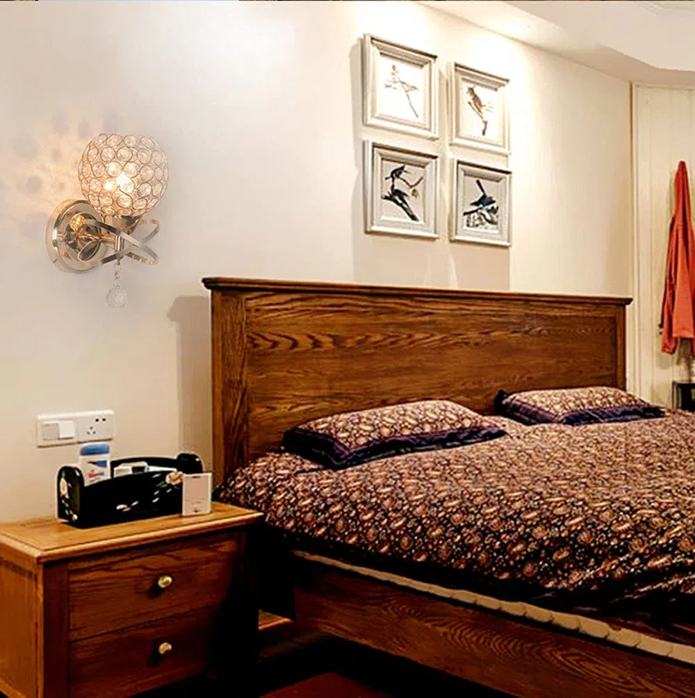 Lampada da Parete Moderno Cristallo Applique da Parete E27 Industriale Lampadario Da Soffitto Creativa Per Corridoio Scale Ingresso Camera da Letto per Bambini (Argento)