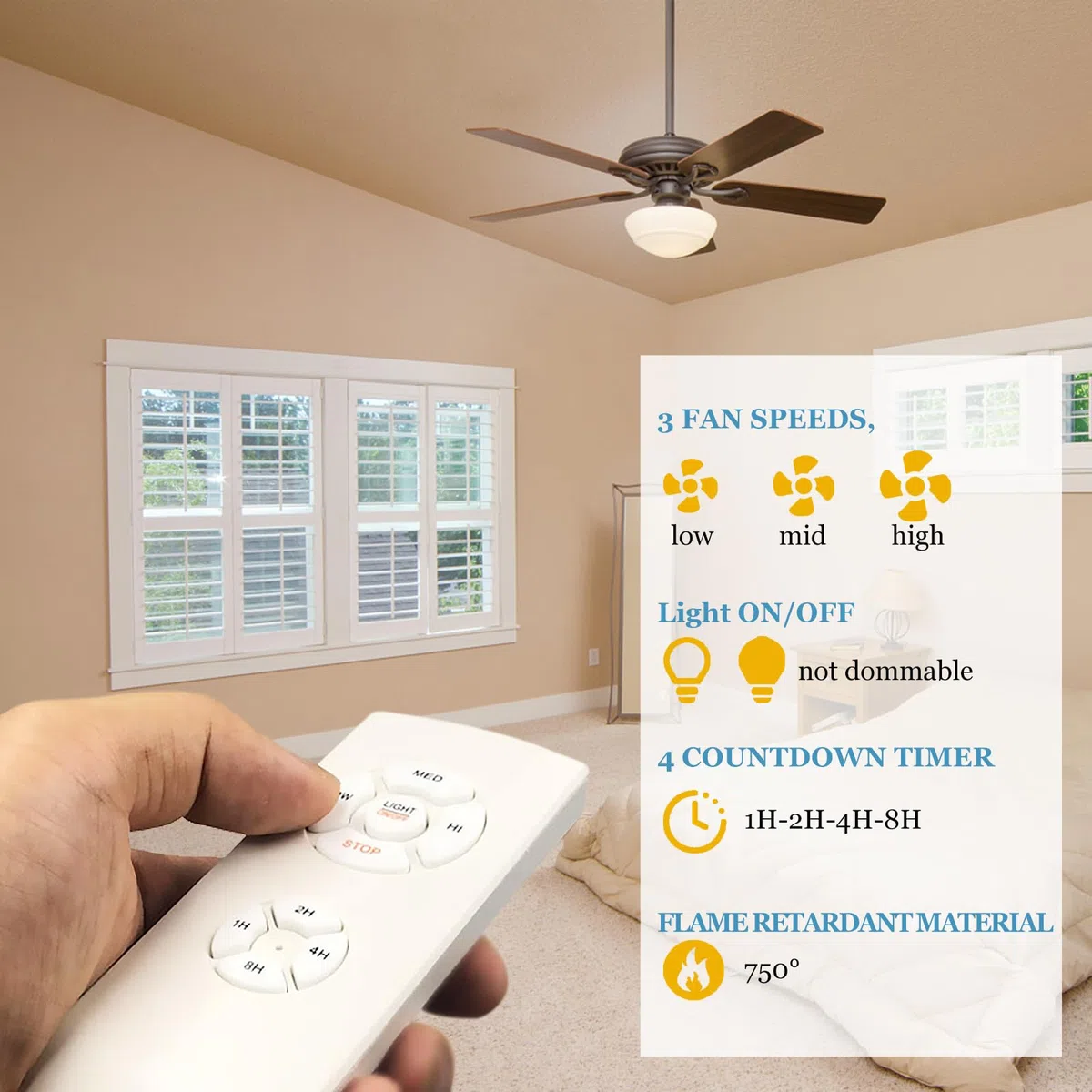 Ventilatore a soffitto universale Lampada Telecomando Kit e temporizzazione Telecomando wireless per ventilatore a soffitto per Home Office Hotel Display Hall Ristorante 220V