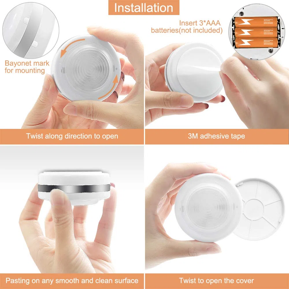 luci a LED per armadietto, confezione da 6 Bianco caldo,5 Perle LED Lampada,senza fili, con 2 Telecomando,telecomando per Vetrine Credenza Guardaroba Corridoio Cucina