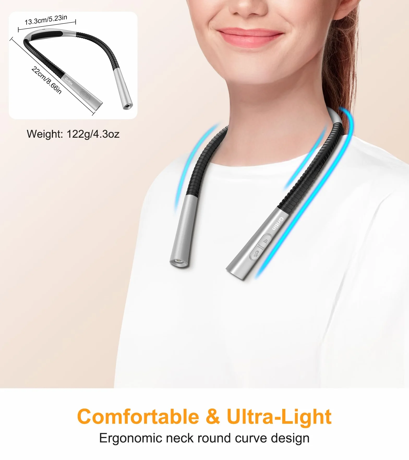Gritin Luce per Lettura Libri a Letto Collo, LED Luce Lampada da Lettura per Libro, Ricaricabile, Timer da 30 Minuti, 4 Temperature Colore, Dimmerabile Senza Livelli, Perfetta per Notturna Leggere