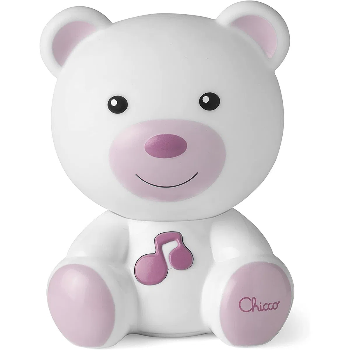 Chicco - Luce Notte e Luce Guida, Lampada Portatile a Forma di Orso con Musica Classica e Suoni Rilassanti, Evolutive, Rosa, 0 mesi +