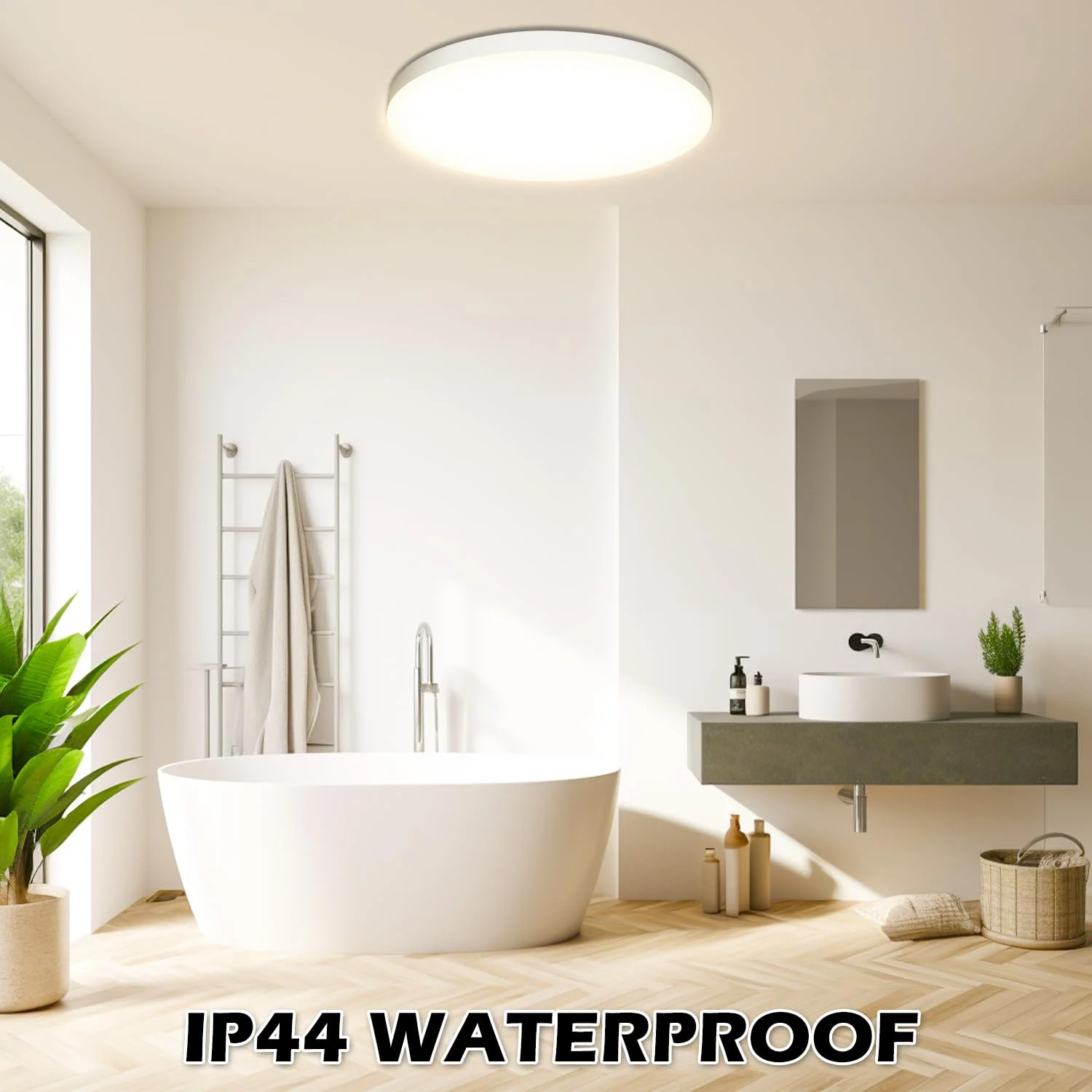 OUILA Plafoniera LED Soffitto 24W, Lampada da Soffitto 4000K 2000LM Plafoniera Bagno IP44 Impermeabile Rotonda Ø28CM Lampadario LED Moderna Luce Soffitto per Cameretta, Cucina, Soggiorno