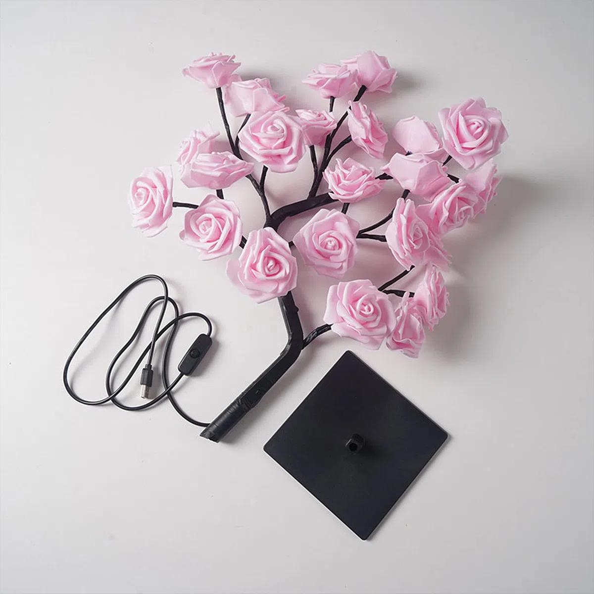 BEIJIALY Lampada Rosa, Lampada Albero Fiore Rosa, Lampada da Tavolo LED Rosa, Luce Notturna LED Rosa Alimentata a Batteria USB, Luce Notturna LED Albero Bonsai Artificiale per Decorazioni(Blu)
