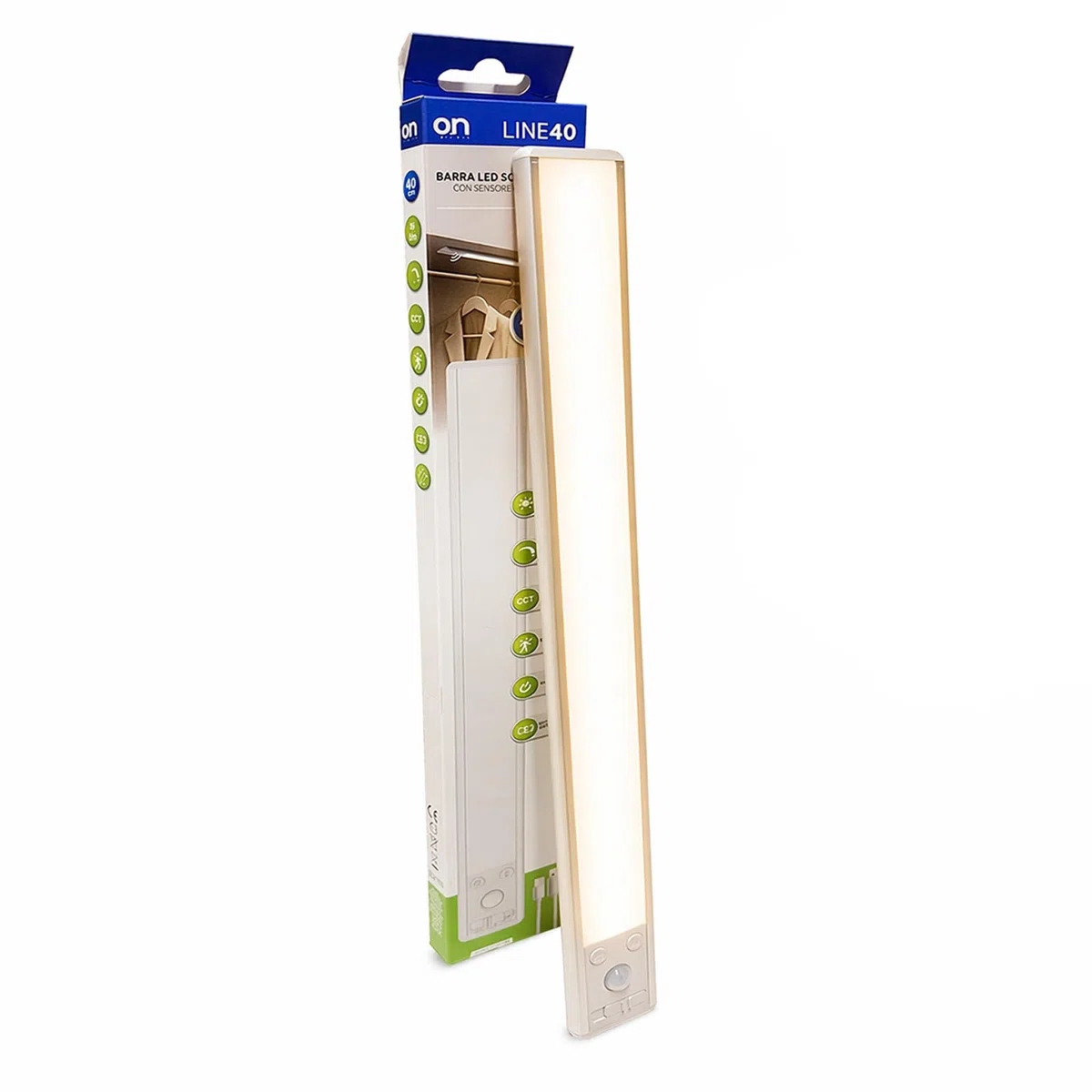 GBC Lampada LED Sottopensile 40cm con Sensore Movimento PIR Ricaricabile Magnetica Luce per Armadio Cucina Wireless CCT 3 Colori Calda Naturale Fredda 3W 190lm Silver