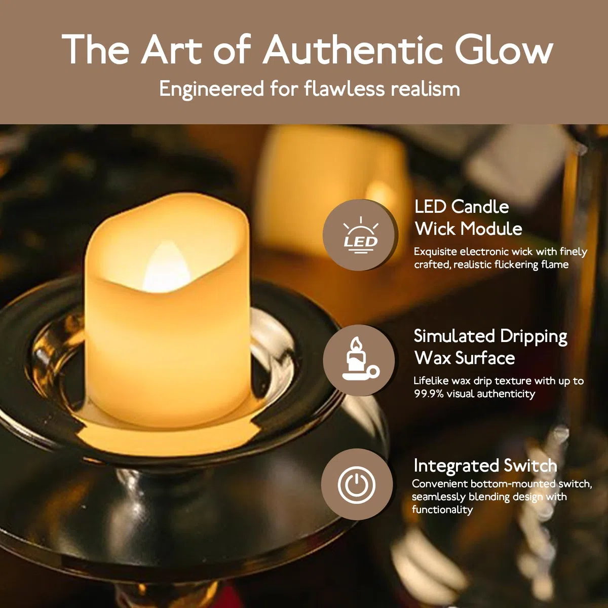 Set Di 24 Candele LED Finte Con Fiamma Oscillante Realistica, Candela LED A Batteria E Candele Elettriche Con Luce Calda Tremolante, Ideali Per Decorazioni Di Casa, Matrimoni, Natale E Halloween