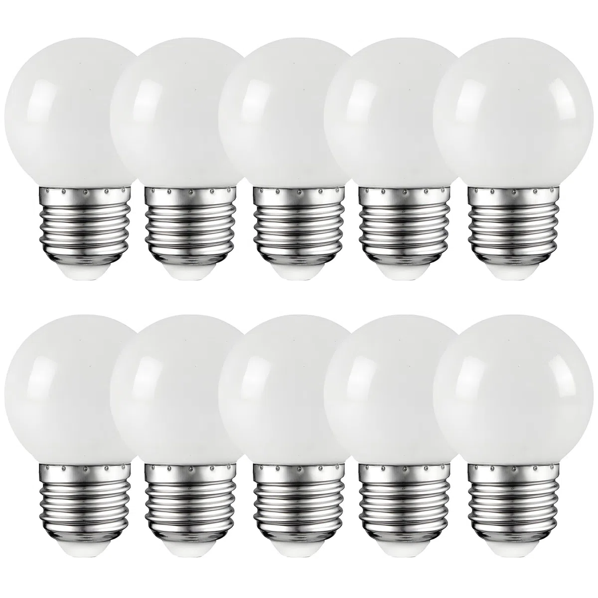 Lampadina E27 con tappo a vite, 2W, luce LED Edison, calda pera da golf bianca, per feste all'aperto in terrazza Natale, 10 set