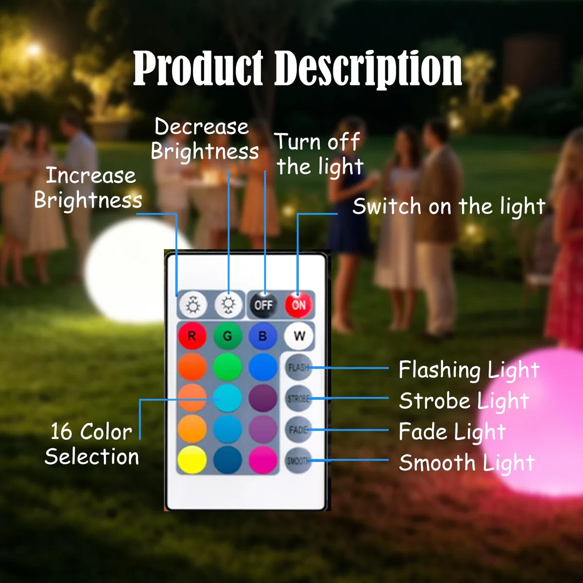 Lampade Piscina, Lampada a Sfera a Led con Telecomando - Palle Luminose per Piscina a 16 Colori, Luci per Piscina Subacquea per Piscina, Spiaggia e Giardino (Palla 2-40cm)