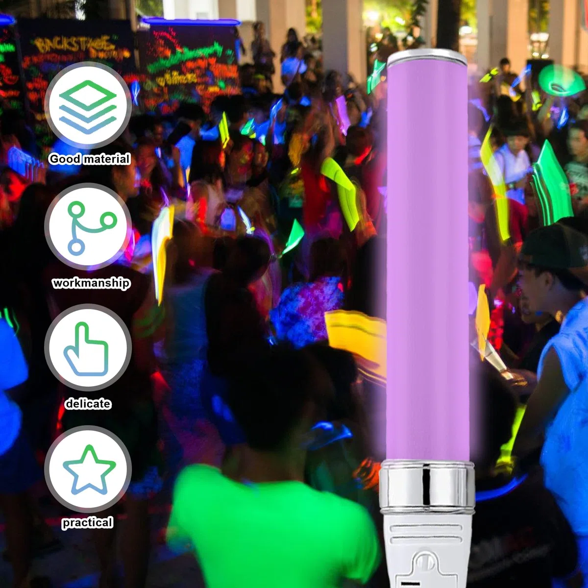 Set di 2 barre luminose a LED, 24 colori, 3 W, luce a LED colorata da 25 cm, per matrimoni, feste, concerti, pensierini
