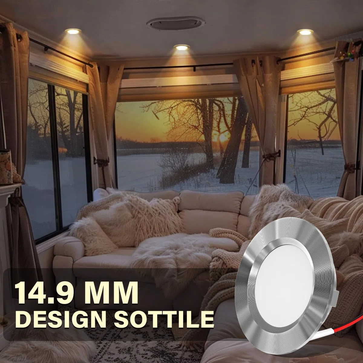 Mini LED Spot da Incasso 12V 3.5W - Bianco Caldo 3000K per Mobili, Camper, Vetrine, Scaffali (Set di 3)