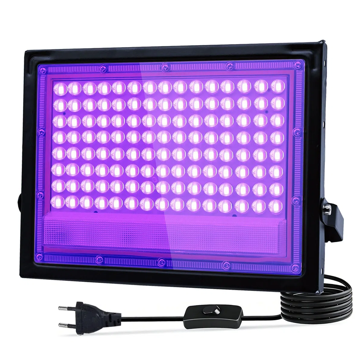 Faretto UV LED 100W, IP66 Impermeabile Luce Nera, 395-400NM LED Luce Nera UV con 1,5m Spina Interruttore per Halloween, Pittura Del Corpo, Poster Fluorescente, Bar, Acquario