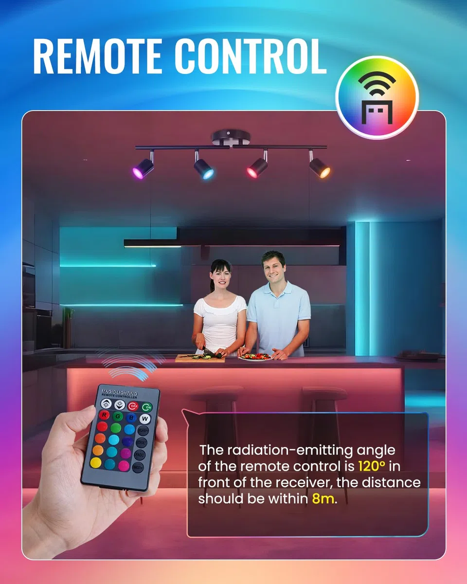 GU10 Lampadina LED Colorate Cambia, MR11 RGB Lampadina Dimmerabili 2W, Equivalente 20W, Luci Spot LED con Telecomando, RGB+Bianco Freddo 6000K, per Lampada a Binario, Plafoniera da Incasso
