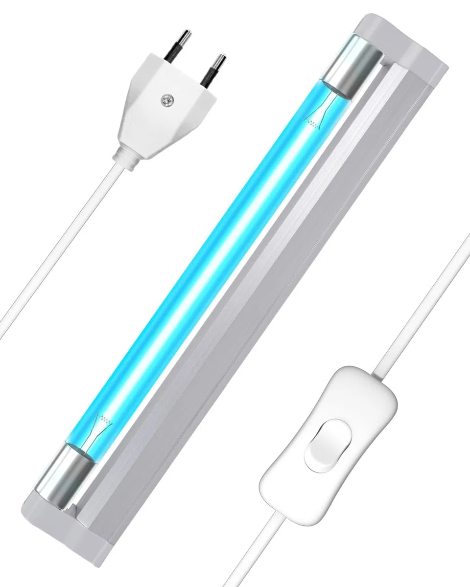 6W Lampada UVC germicida con ozono Lampada Sanificante da 253,7 nm con cavo e spina, UV Lampada Germicida Raggi per Scarpe/Armadio/Mobile/Bagno, Aria Fresca