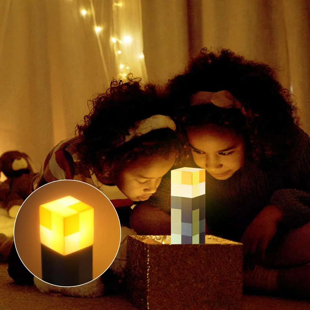 Lampada da Parete Torcia 11 pollici, Ricaricabile, USB per Lampada da Comodino, Lampada mini Craft, LED Mine-cra a Mano/Montaggio a Parete, cameretta dei bambini, soggiorno, gaming (Giallo)