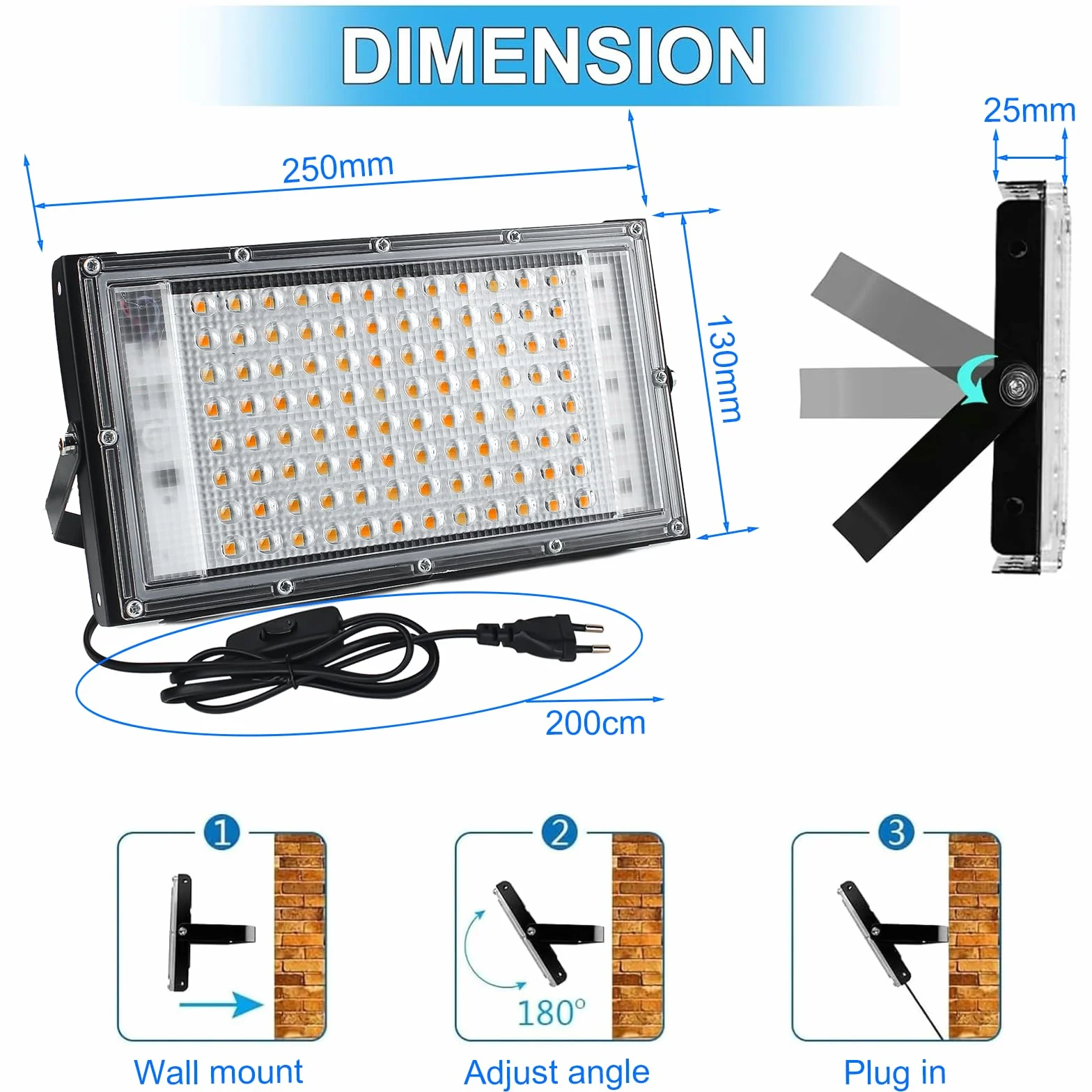 CREATESTAR 100W Faretto LED da Esterno, Faro LED da Esterno 10000Lm Super Luminosa, 3000K Bianco Caldo Faretti led, IP65 Impermeabile Luce di Sicurezza per Garage, Cortile, Giardino