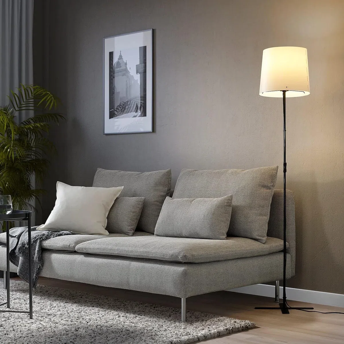 Ikea BARLAST Lampada da terra, Nero/Bianco, 150 cm (59 ")