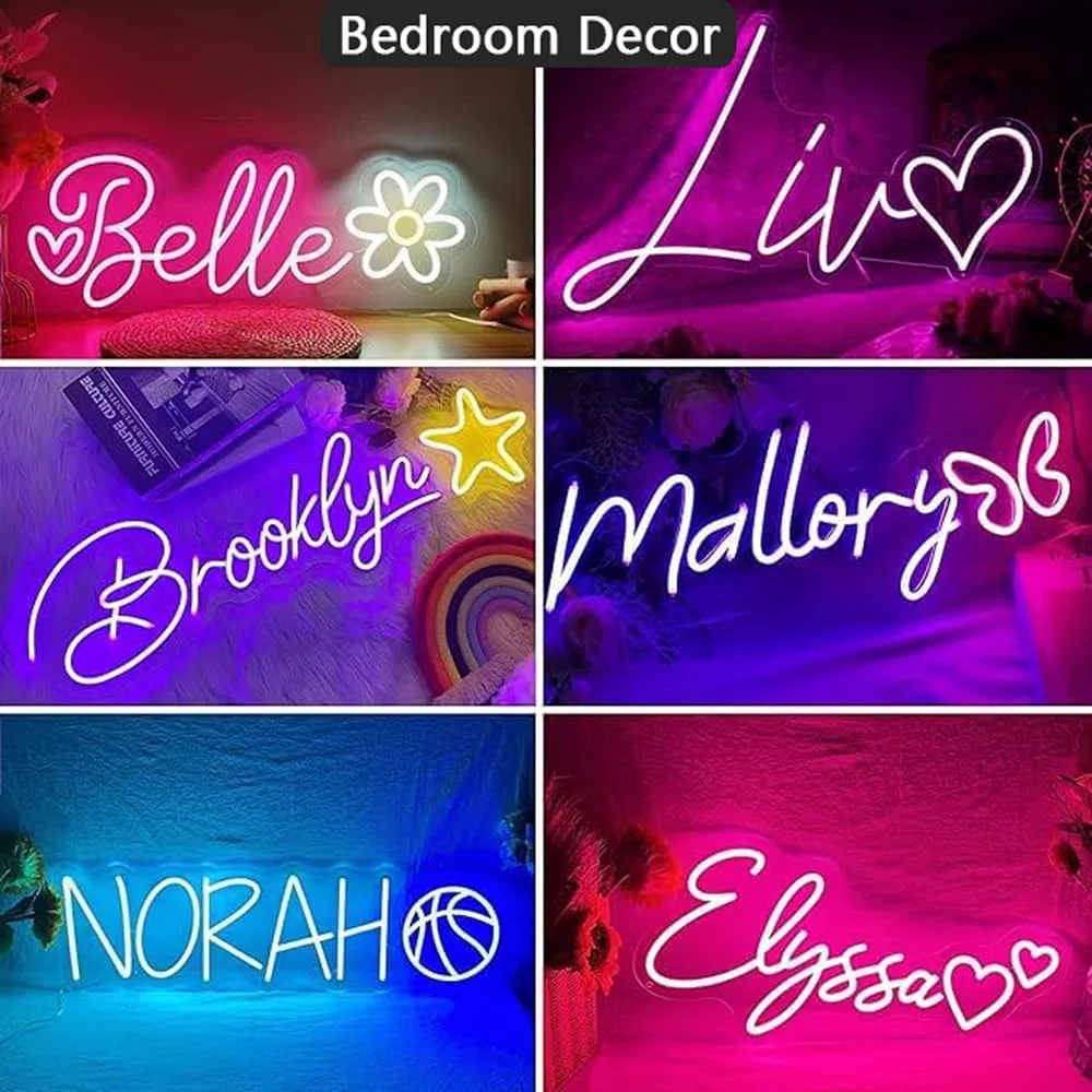 Insegna al Neon LED Personalizzabile Opzionale Scritta Neon Personalizzata Segni Luminosa per Parete Decorazione Camera da Letto Matrimonio Compleanno Festa Negozio Luci Regalo