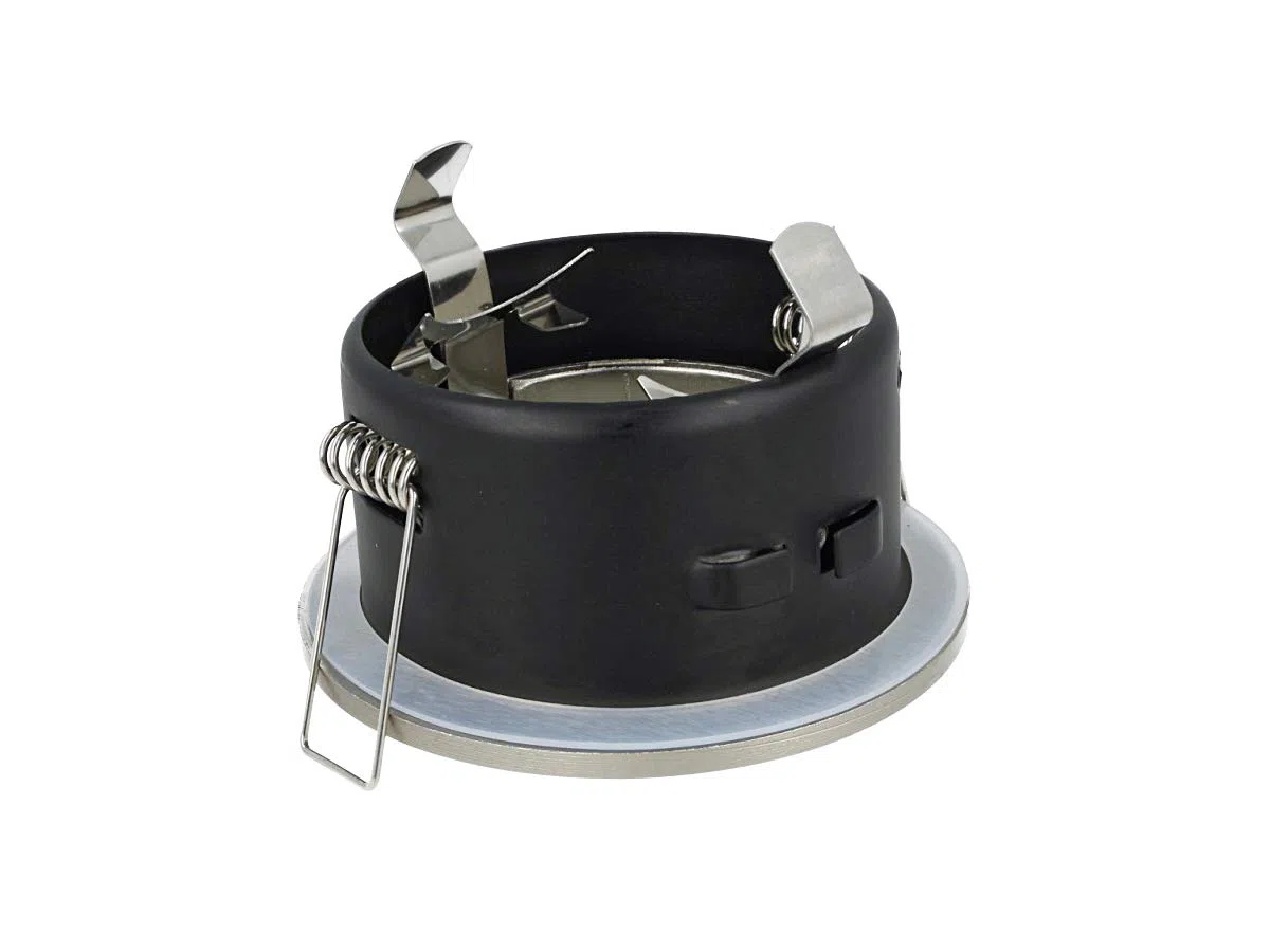 LEDLUX 2 Pezzi Porta Faretto Impermeabile, Porta Faretti da Incasso GU10 MR16, IP54 Per Luci Incasso Da Bagno e Esterno (Rotondo, Nichel Satinato)