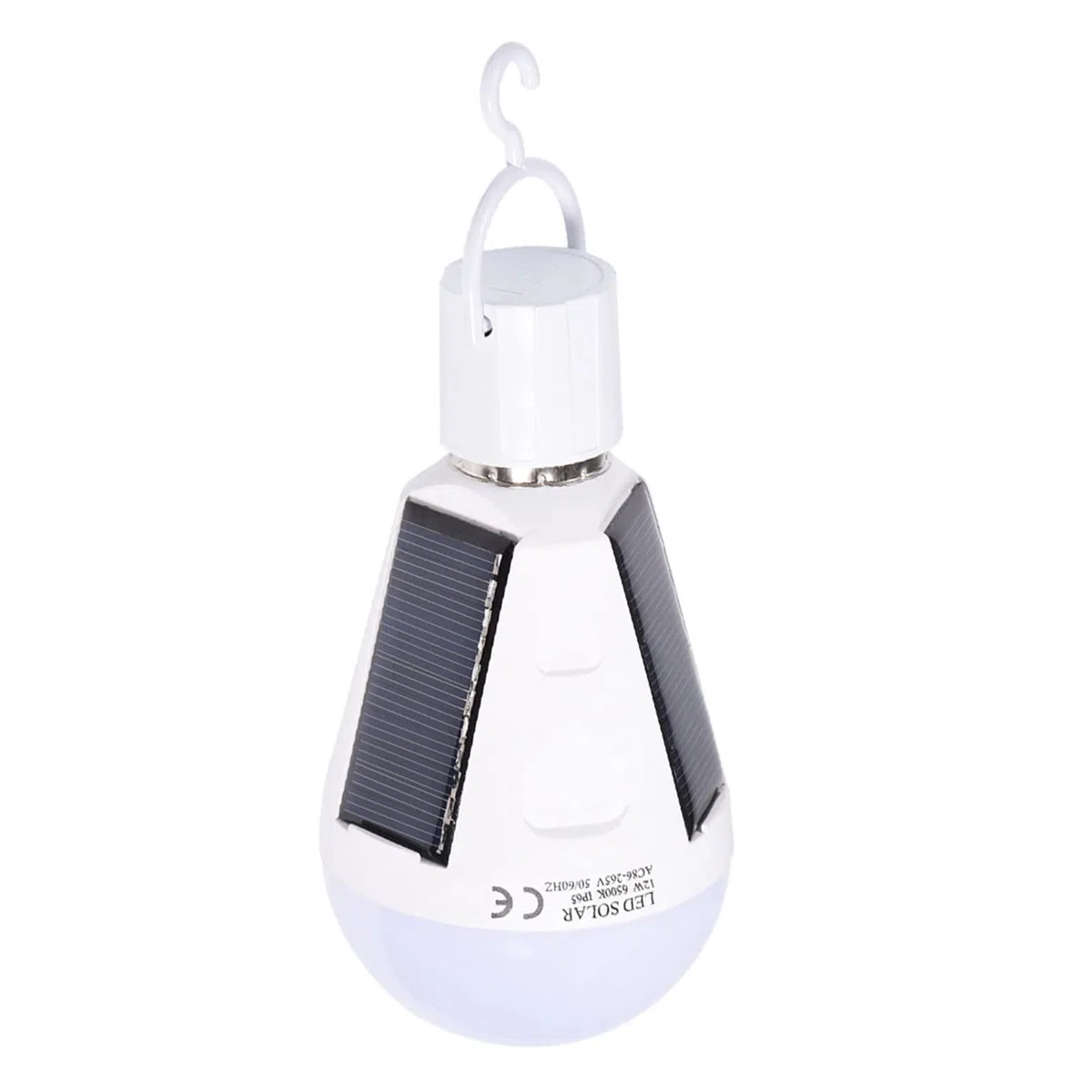 Lampadina LED Solare con Batteria da 1200 MAh, Attacco E27, Illuminazione Interna Esterna Impermeabile IP65 per Campeggio, Escursionismo, Uso di Emergenza 12 W Bianco Caldo (12W)
