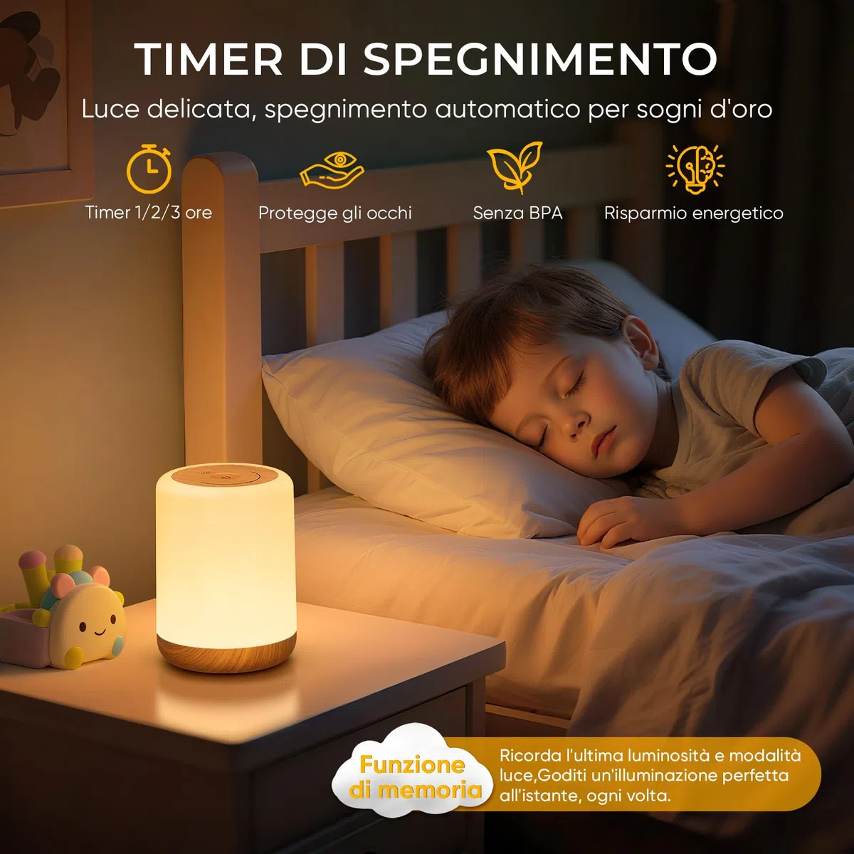 VIWAVE Lampada da Comodino LED Touch, Abat Jour da Comodino con 256 Colore RGB e 3 Modalità, Luce Notturna Bambini con Timer e Memoria, Lampada da Tavolo Ricaricabile Senza Fili per Camera da Letto