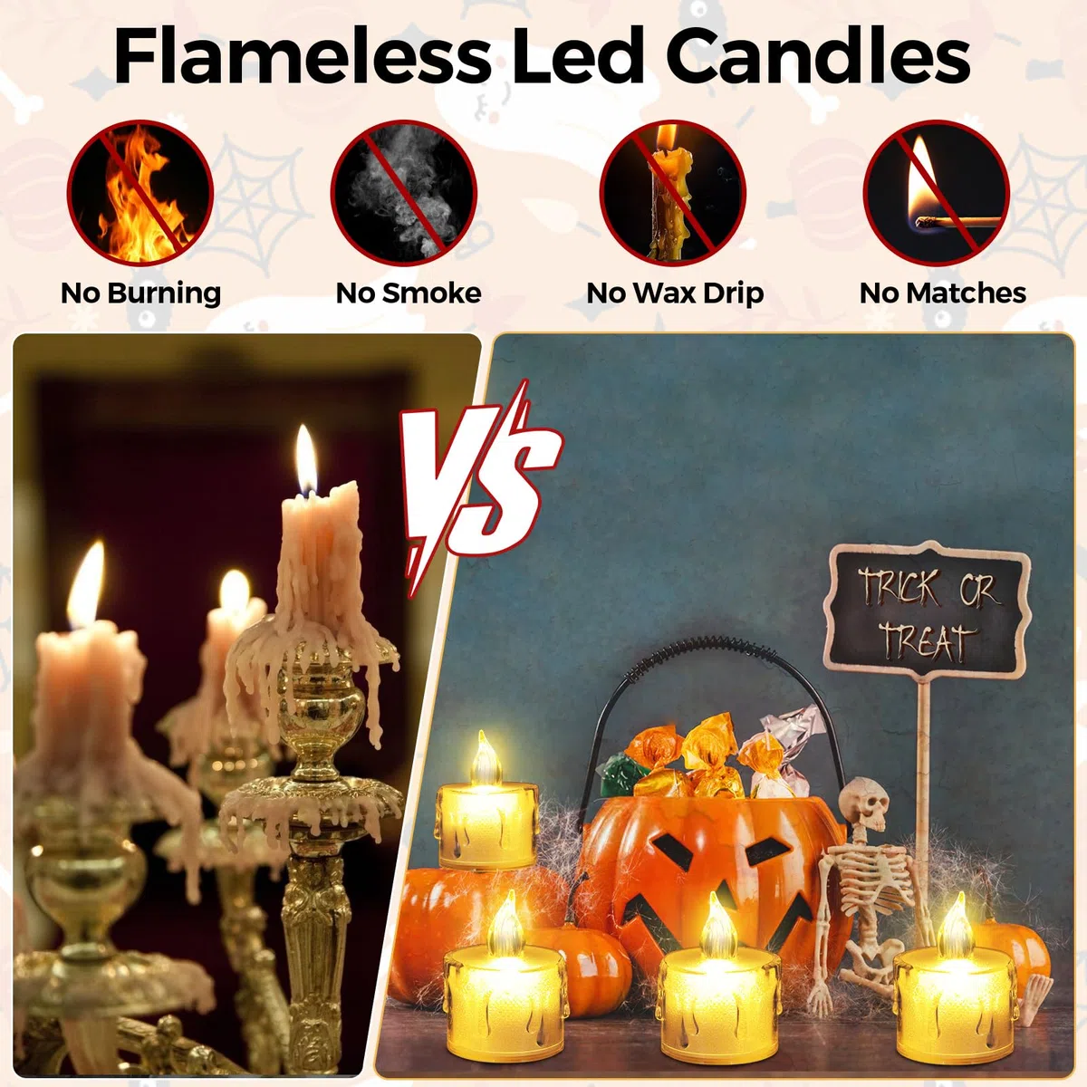 KATELUO Candele LED Fiamma Oscillante, 24 Pezzi Candele Tealight Luci a LED Candele Finte a Batteria, Candela Elettronica per Natale, Ringraziamento, Halloween, Matrimoni