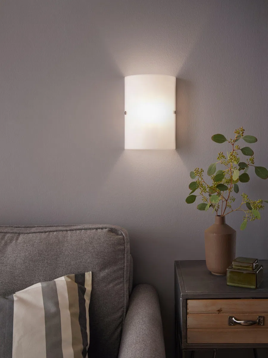 Eglo Lampada da parete Troy 3, lampada da tavolo uno punto luce, lampada da parete, acciaio, nichel opaco, satinato, bianco, E14