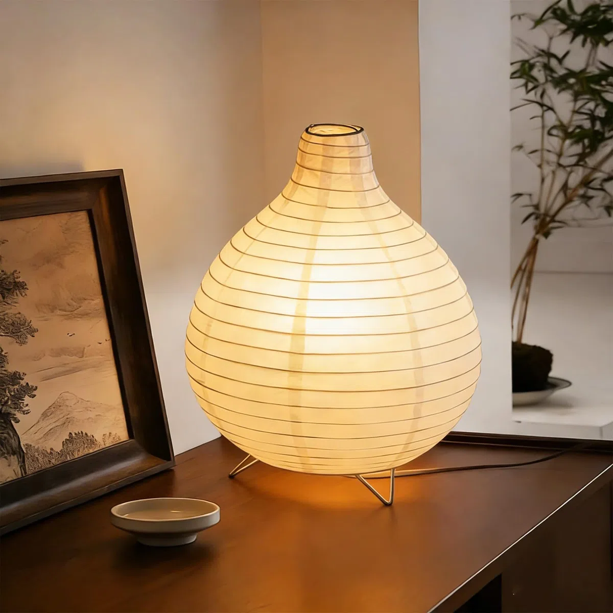 Paralume in carta di riso, lampada da tavolo, lampada da comodino, lampada da tavolo, paralume con attacco E14, interruttore e lampadina, paralume di ricambio da 1,8 m, altezza 25 cm