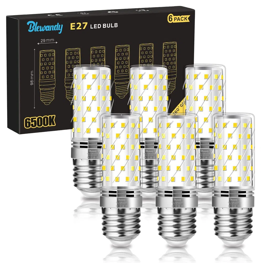 Lampadina Mais LED E27 12W, Luce Bianca Fredda 6500K, Equivalenti a 100W Incandescenza, Non Dimmerabile, Nessun Sfarfallio Risparmio Energetico, 6 Pezzi