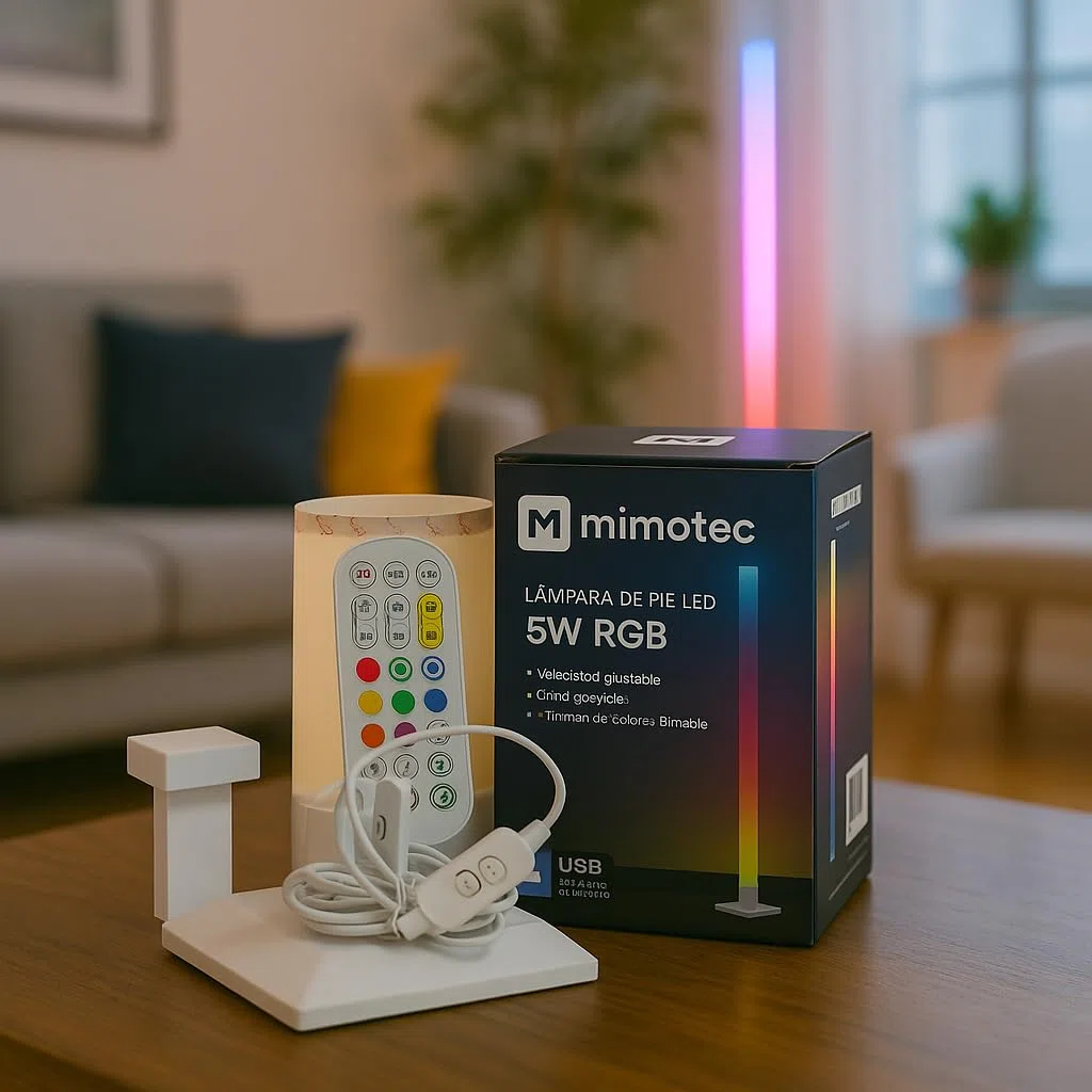 M mimotec - Lampada da terra dimmerabile RGBIC DC 5W, IP44, modalità musica personalizzabile, con cavo USB, telecomando e app inclusi