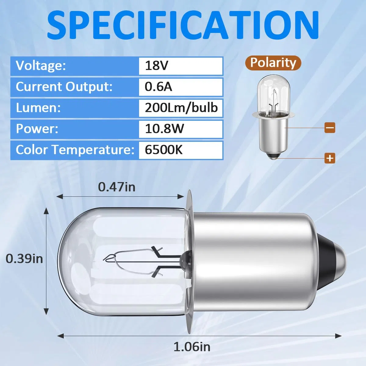 XPR18 - Lampadina allo xeno da 18 V, 0,6 A, adatta per torce Dewalt DW9083 DW908 DW919 DC509, torce senza fili Ridgid 18 Volt e luci da lavoro al litio senza fili P703/P704, confezione da 4