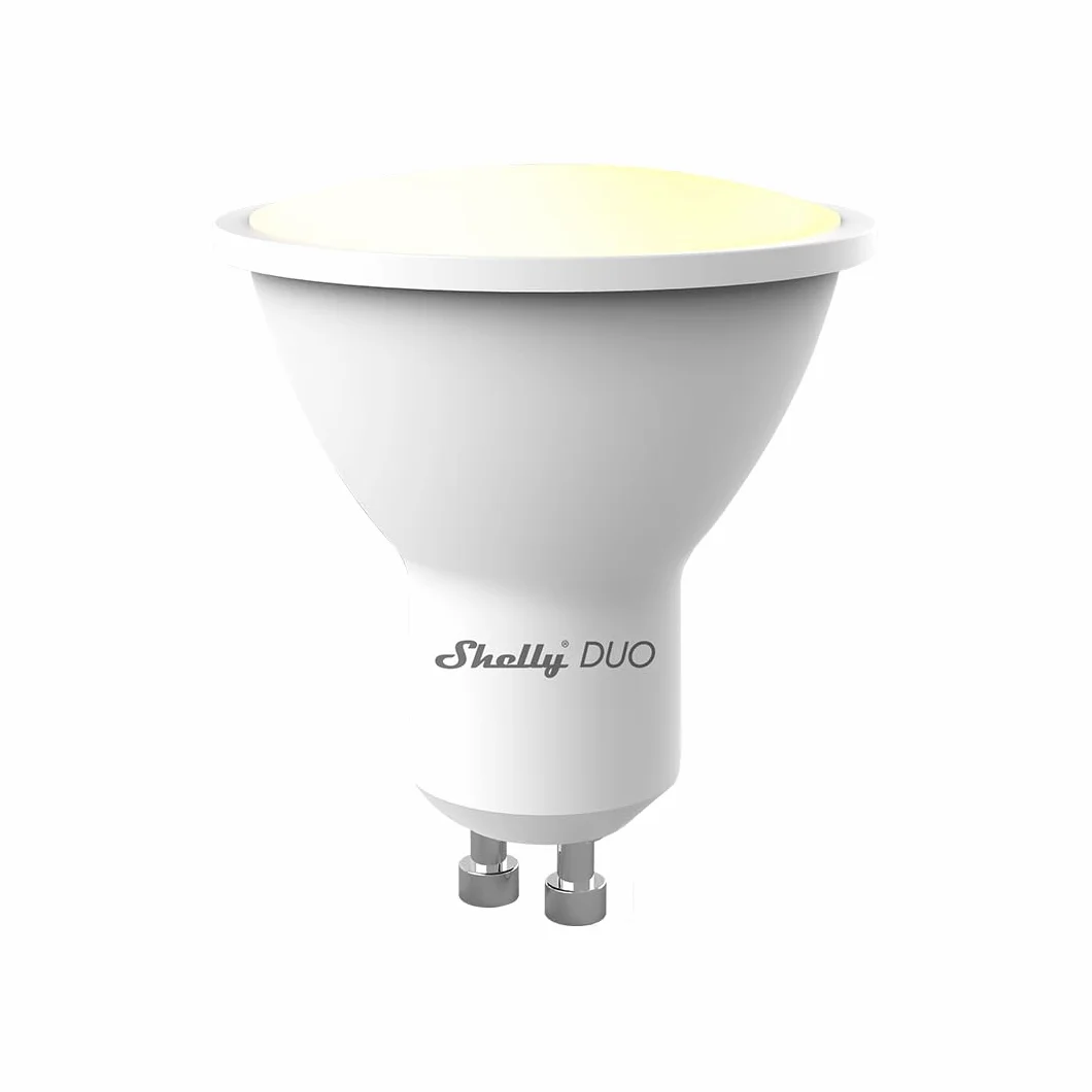 Shelly DUO GU10 Lampadina LED Smart Wi-Fi a Controllo vocale, Compatibile con Alexa e Google Home, Dimmerabile, 800lmn di intensità Luminosa, Attacco GU10, Bianco