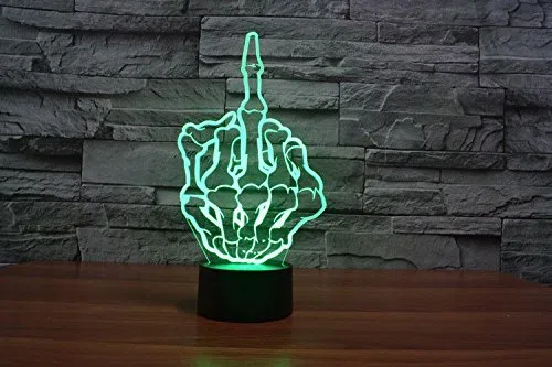 Night Wolf Dito Medio Gesto Divertente Casa Arredamento Lampada Da Notte 3D Interruttore LED Scrivania Leggero