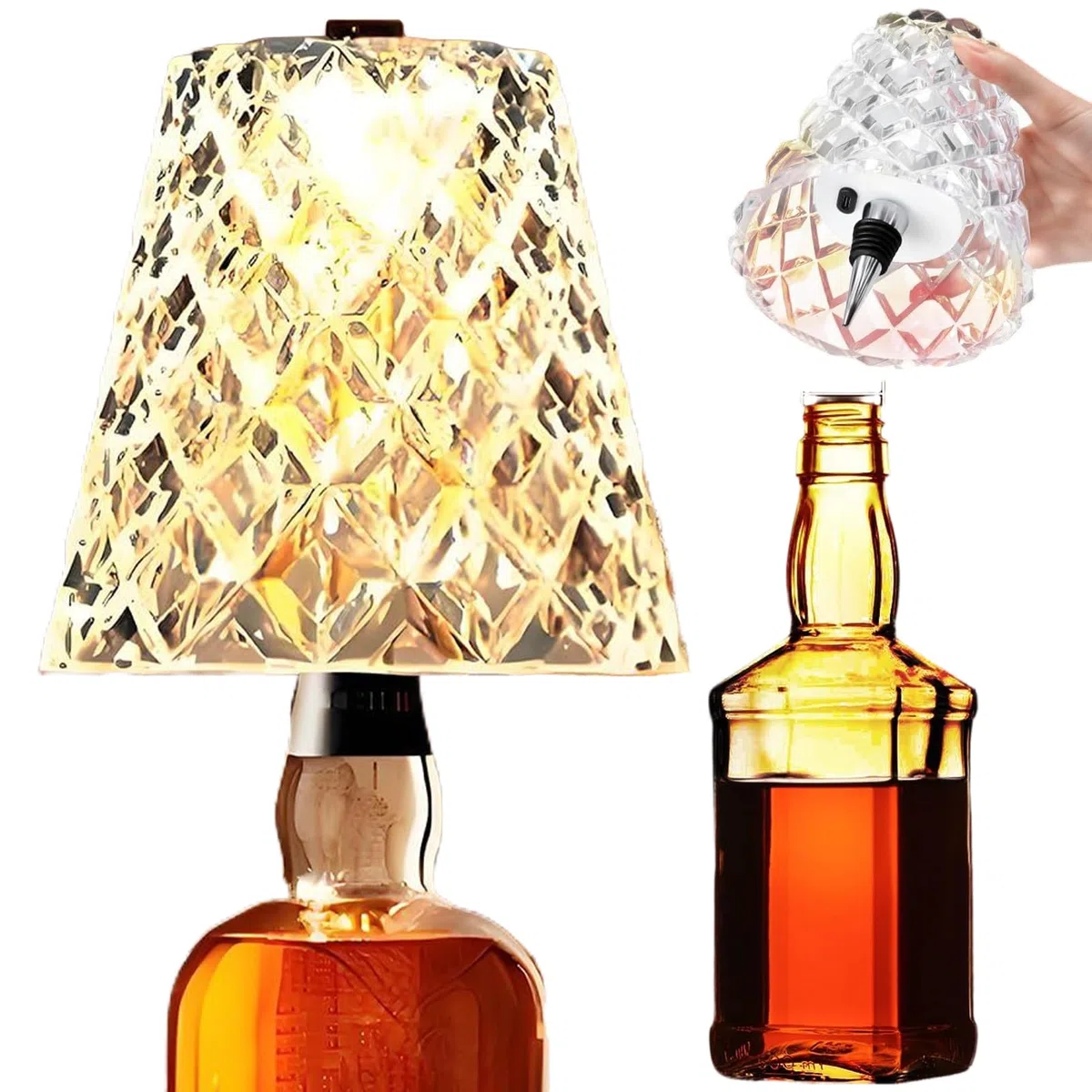 Paralume bottiglia senza fili | Luce per bottiglie ricaricabili tramite USB | Kit lampade a incandescenza bottiglie comodino a 3 colori tocco continuo | Bottiglia LED Top Luce notturne Accessoris