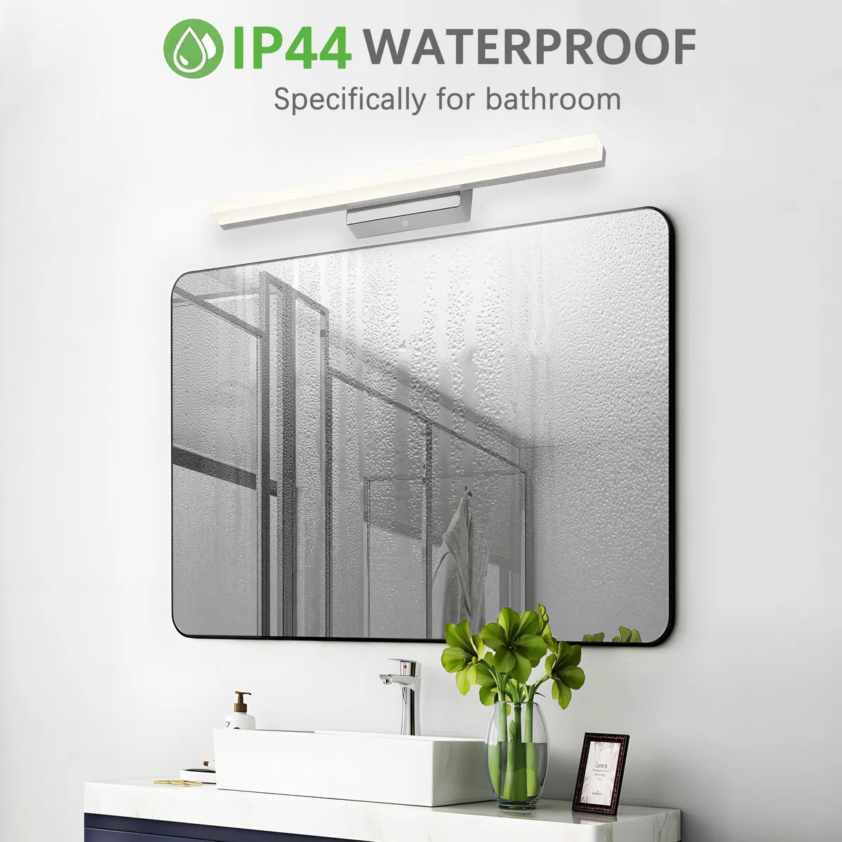 Lampada da Specchio Bagno 8W 40cm, IP44 Applique LED da Specchio Bagno, Luce bagno Parete, 800 Lumen,Luci da specchio 110-240V, Non-dimmerabile (Cromo,Bianco neutro 4000k)