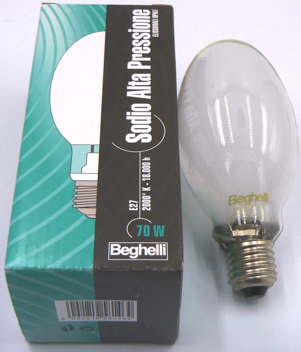 G.B. Lampada Sodio Alta Pressione 70W E27 2000k Elissoidale opale Scarica ad Alta Intensita'