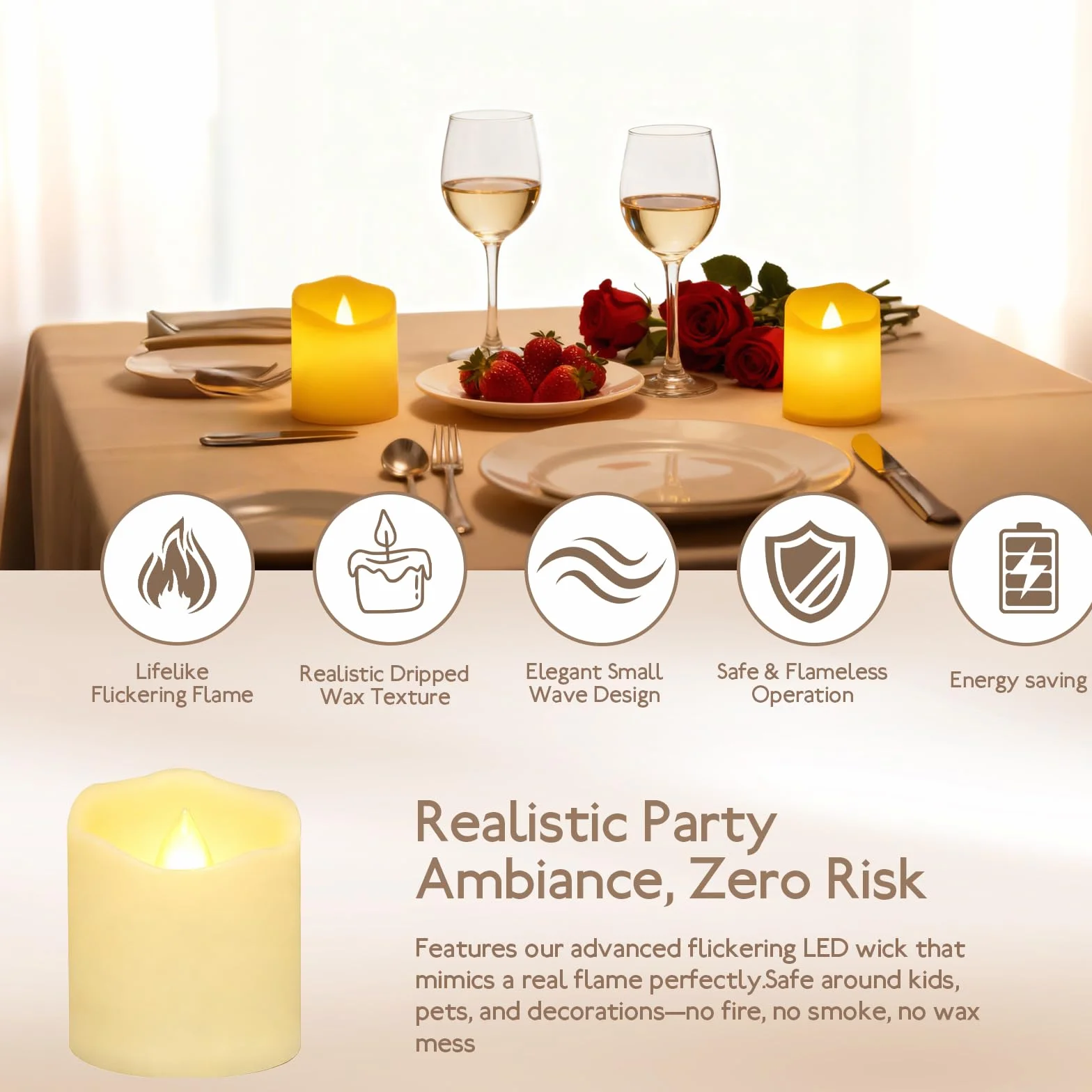 Set Di 24 Candele LED Finte Con Fiamma Oscillante Realistica, Candela LED A Batteria E Candele Elettriche Con Luce Calda Tremolante, Ideali Per Decorazioni Di Casa, Matrimoni, Natale E Halloween